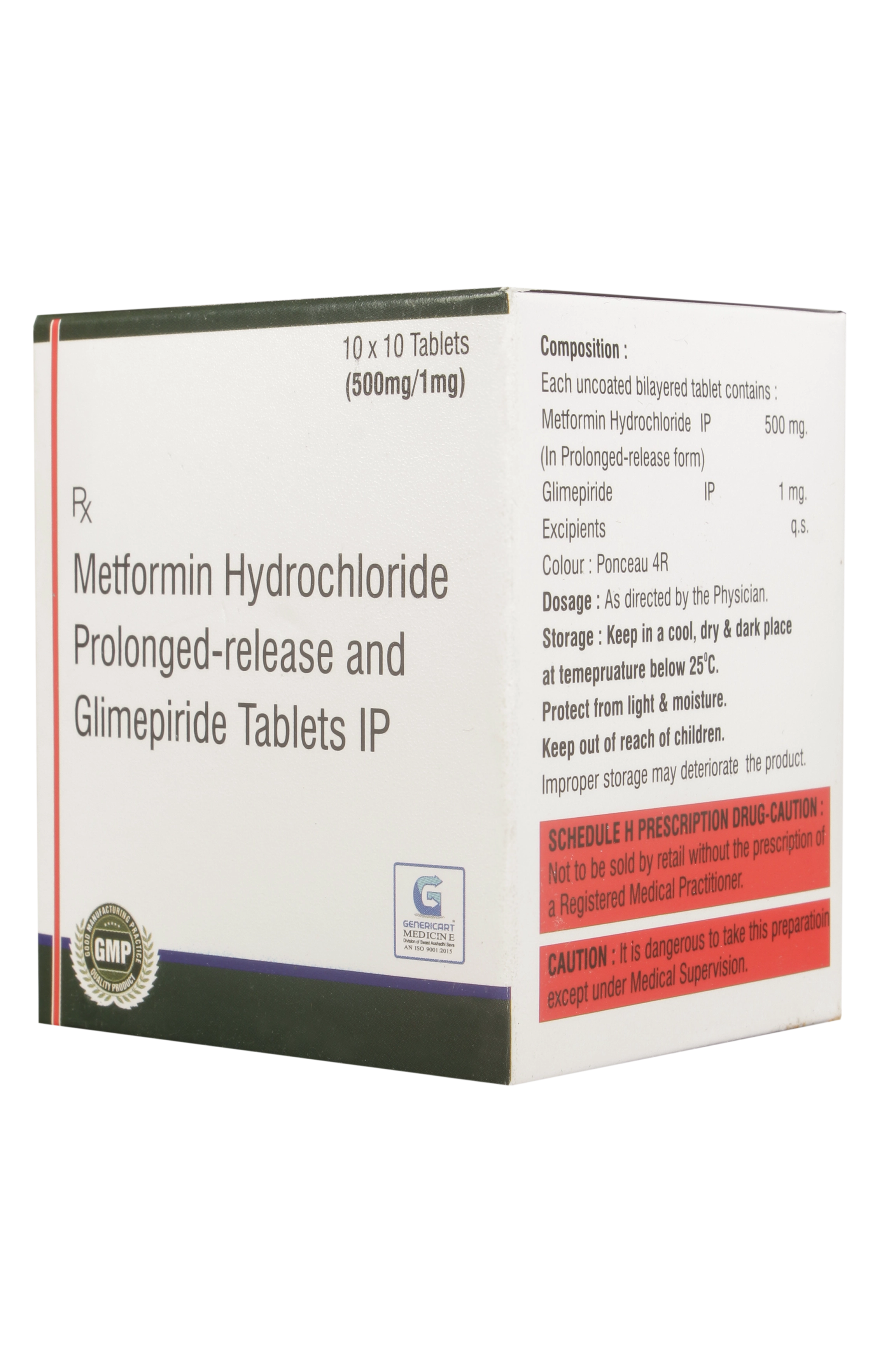 GLIMEPIRIDE 1 MG + METFORMIN HYDROCHLORIDE 500 MG (PR)