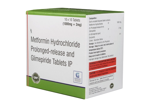 GLIMEPIRIDE 2 MG + METFORMIN HYDROCHLORIDE 1000 MG PR