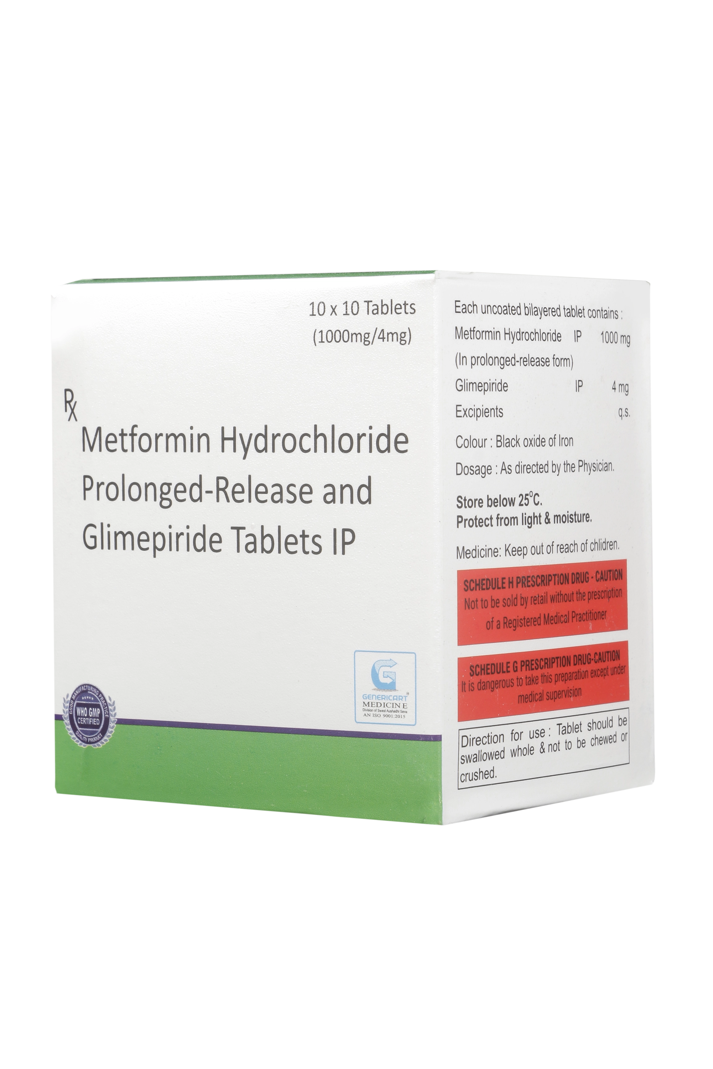 GLIMEPIRIDE 4 MG + METFORMIN HYDROCHLORIDE 1000 MG PR