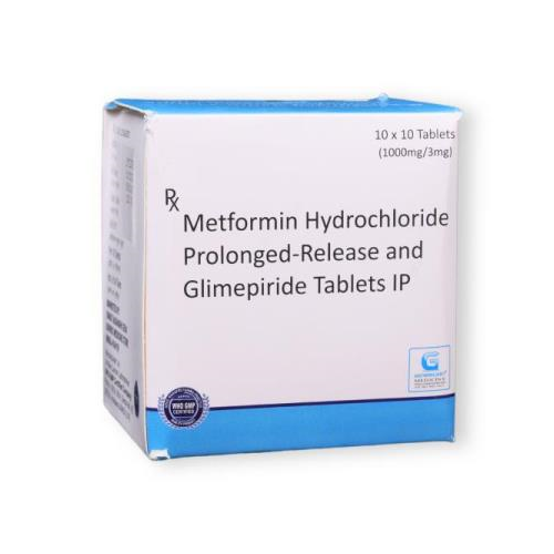 GLIMEPIRIDE 3 MG + METFORMIN  HYDROCHLORIDE 1000 MG (PR)