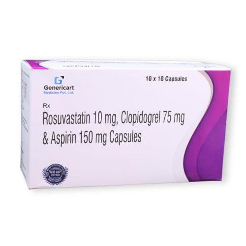 ROSUVASTATIN 10 MG + CLOPIDOGREL 75 MG + ASPIRIN 150 MG