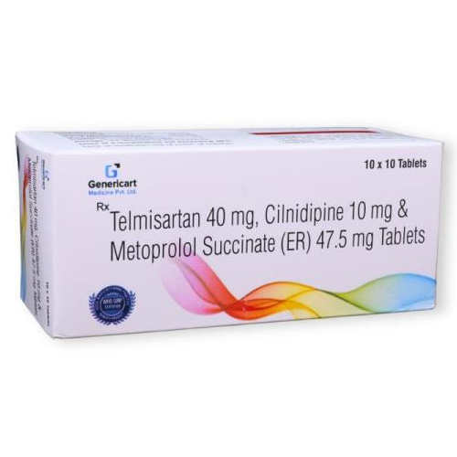 TELMISARTAN 40 MG + CILNIDIPINE 10 MG + METOPROLOL SUCCINATE (ER) 47.50 MG