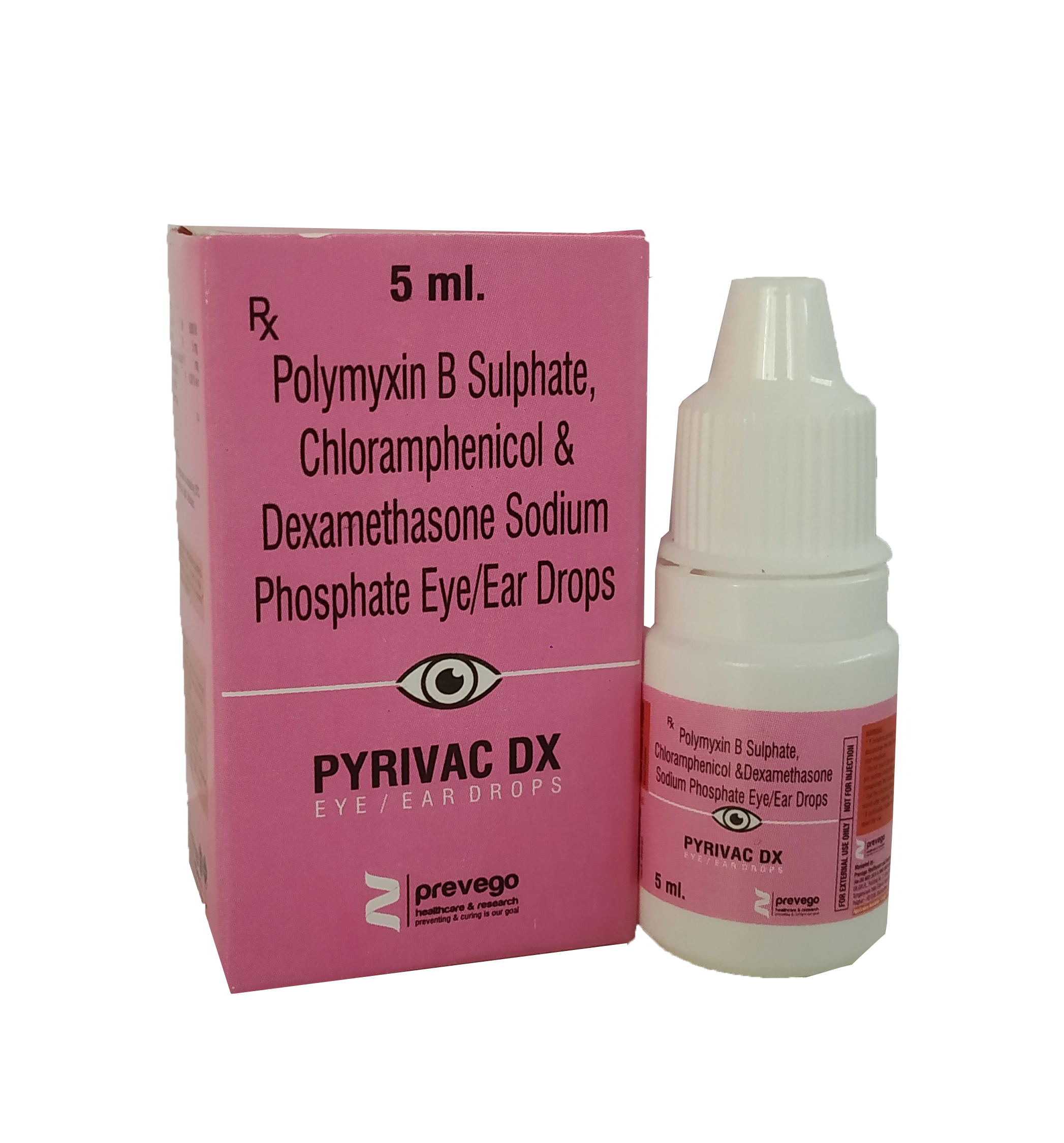 POLYMYXIN B  SULPHATE 5000 IU + CHLORAMPHENICOL 5 MG + DEXAMETHASONE SODIUM PHOSPHATE 1 MG + PHENYL MERCURIC NITRATE 0.001% W/V