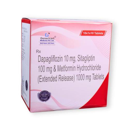 DAPAGLIFLOZIN 10 MG + SITAGLIPTIN 100 MG + METFORMIN HYDROCHLORIDE 1000 MG ER