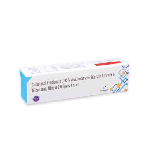 CLOBETASOL PROPIONATE 0.05% W/W + MICONAZOLE NITRATE 2.0% W/W + NEOMYCIN SULPHATE 0.5% W/W CREAM