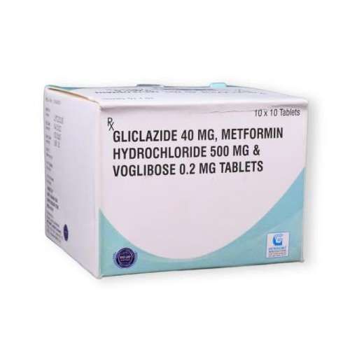 GLICLAZIDE 40 MG + METFORMIN HYDROCLORIDE 500 MG + VOGLIBOSE 0.2 MG