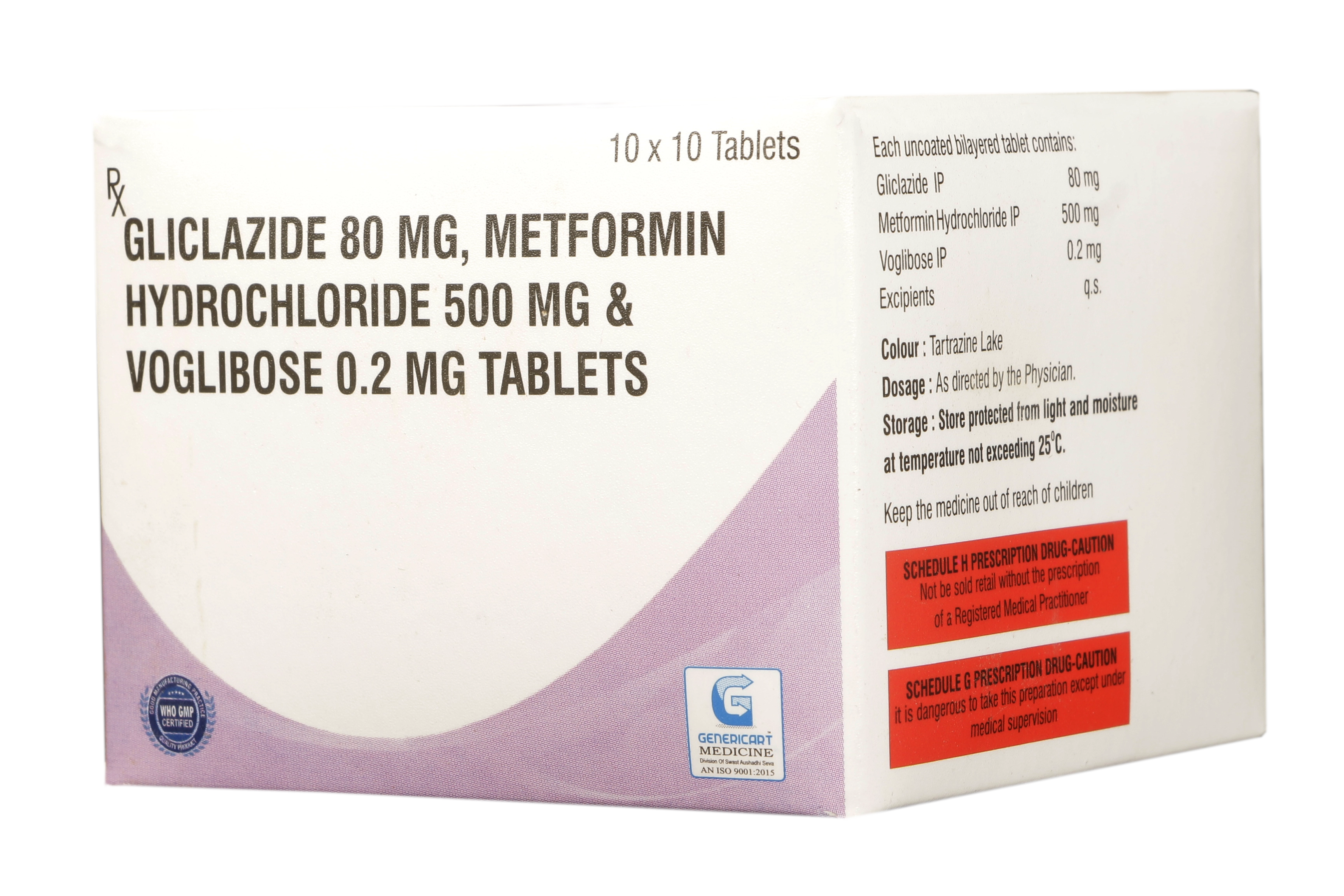 GLICLAZIDE 80 MG + METFORMIN HYDROCLORIDE 500 MG + VOGLIBOSE 0.2 MG