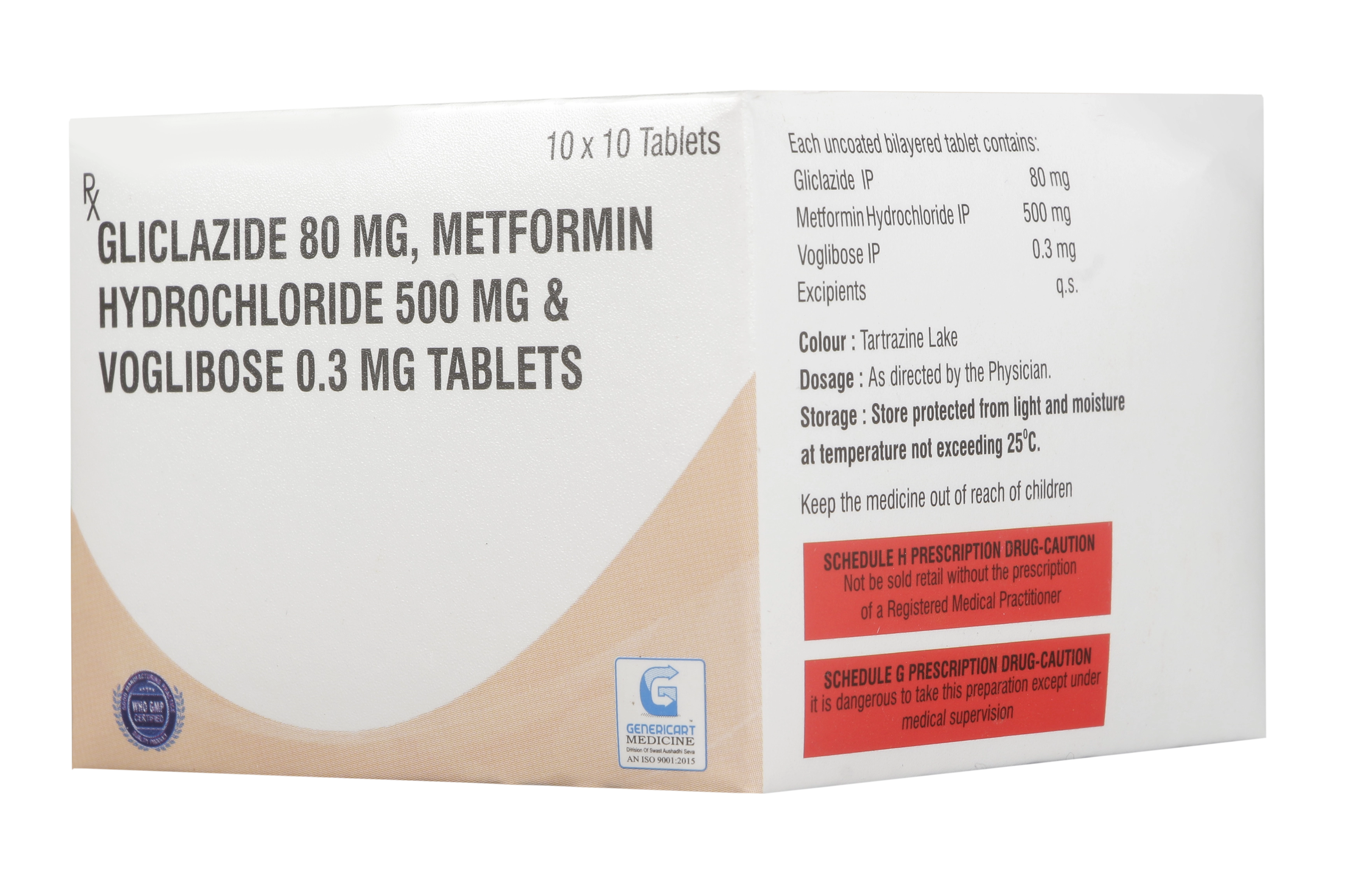 GLICLAZIDE 80 MG + METFORMIN HYDROCLORIDE 500 MG + VOGLIBOSE 0.3 MG