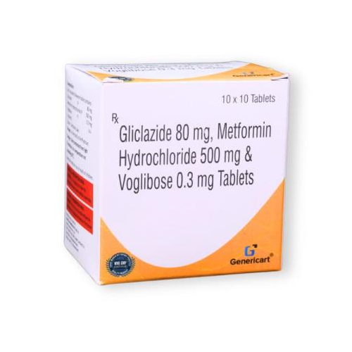 GLICLAZIDE 80 MG + METFORMIN HYDROCLORIDE 500 MG + VOGLIBOSE 0.3 MG