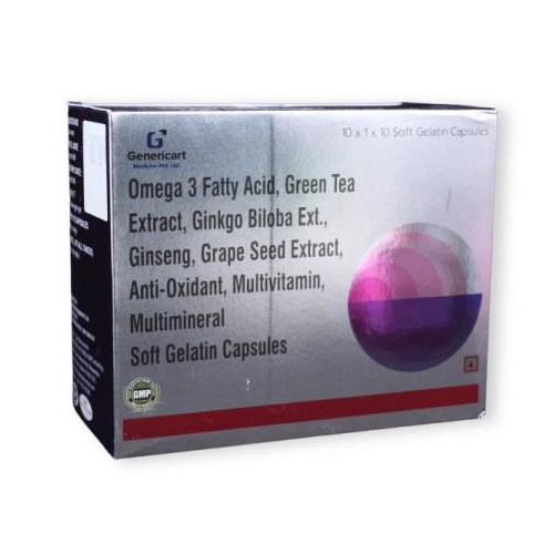 OMEGA-3 FATTY ACID + GREEN TEA EXTRACT + GINKGO BILOBA EXTRACT + GINSENG + GRAPES SEEDS EXTRACT+ ANTI-OXIDANT+ MULTIVITAMINS + MULTIMINERALS SOFT GELATIN CAP