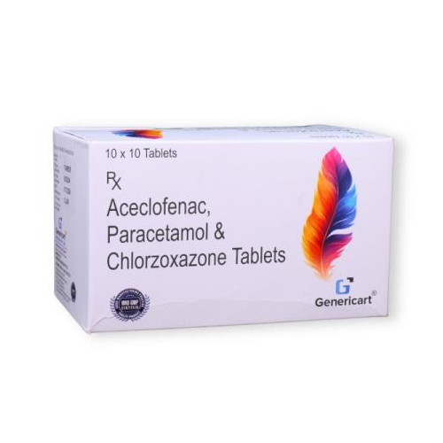 ACECLOFENAC 100 MG + PARACETAMOL 325 MG  + CHLORZOXAZONE 250 MG