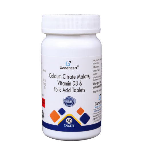 CALCIUM CITRATE MALATE 250 MG + CHOLECALCIFEROL 100 IU + FOLIC ACID 50 MCG