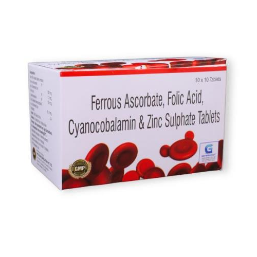 FERROUS ASCORBATE 100 MG + FOLIC ACID 1.5 MG + CYANOCOBALAMIN 15 MCG + ZINC SULFATE 61.8 MG