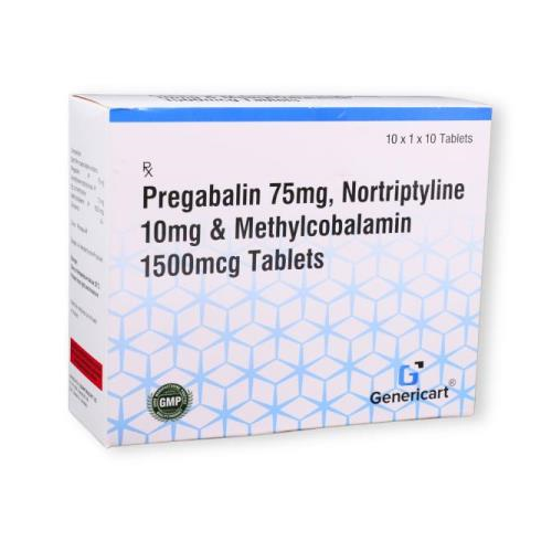 NORTRIPTYLINE 10 MG + METHYLCOBALAMIN 1500 MCG + PREGABALIN 75 MG